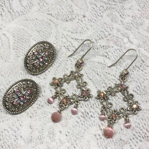 Bundle lot 2 sparkling dazzling statement earrings